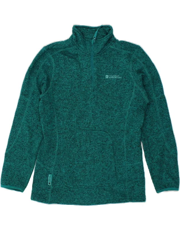 MOUNTAIN WAREHOUSE Womens Zip Neck Fleece Jumper UK 12 Medium Turquoise Oversized Loose Flowy