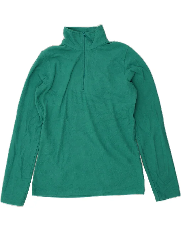 MOUNTAIN WAREHOUSE Womens Zip Neck Fleece Jumper UK 14 Medium Green Transparent Opaque Sheer