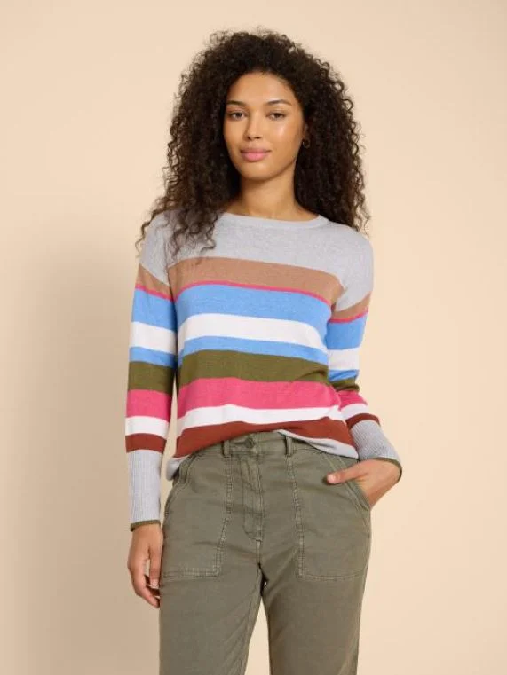 Olive Stripe Jumper Fitted Loose Oversized