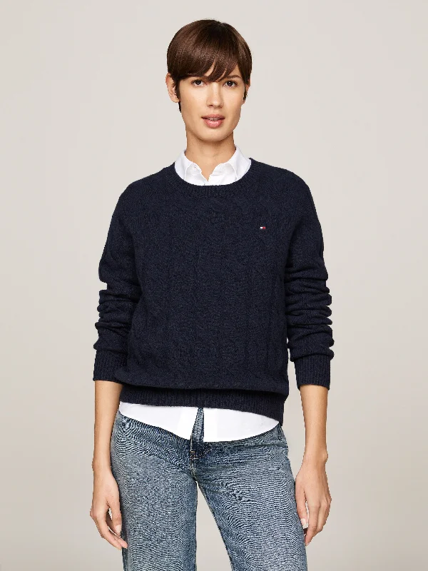 Pure Wool Cable Knit Jumper Slim Fit Regular Fit Oversized