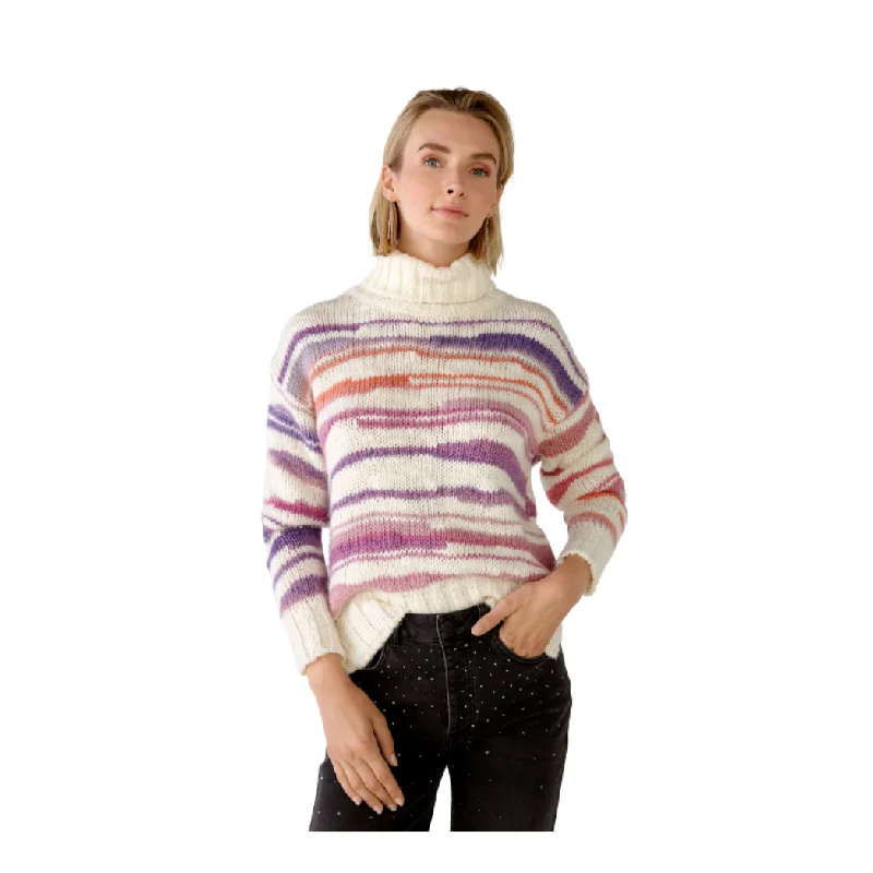 Stripe/Cowl Neck Jumper Thin Thick Dense