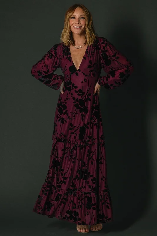 Liana Velvet Embossed Maxi Dress | Mulberry Classic Tulle Maxi Dress