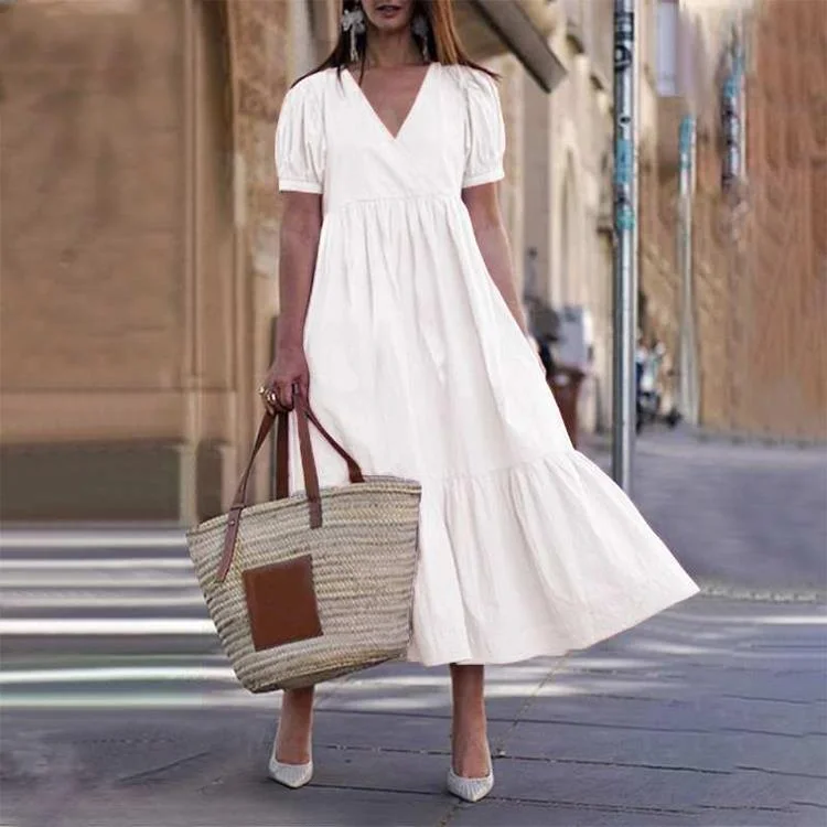 Follow My Lead Tiered Maxi Dress - Off White Trendy Maxi Dress with Belt