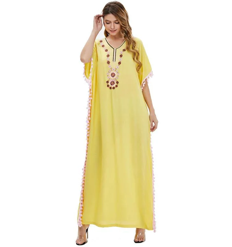 Golden State Embroidered Maxi Dress Stylish Maxi Dress with Pleats