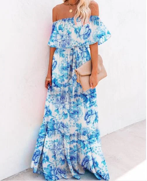 Levy Floral Off The Shoulder Maxi Dress Stylish Off-Shoulder Maxi Dress