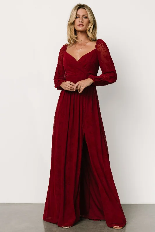 Mable Velvet Maxi Dress | Crimson Chic Summer Maxi Dress