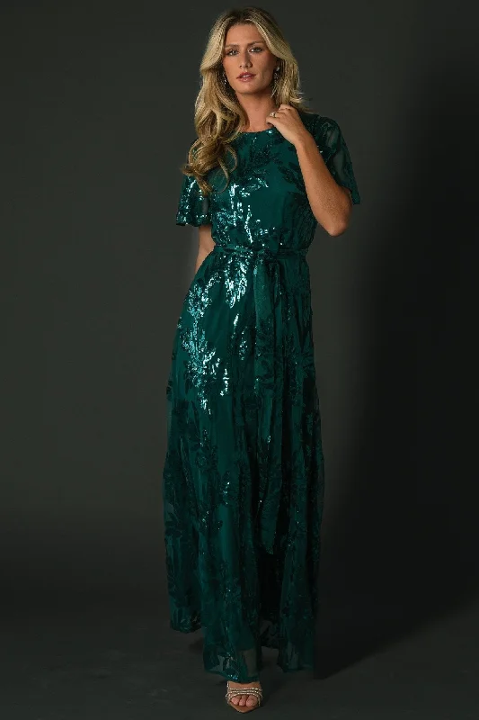 Muse Sequin Maxi Dress | Emerald Chic Button-Up Maxi Dress