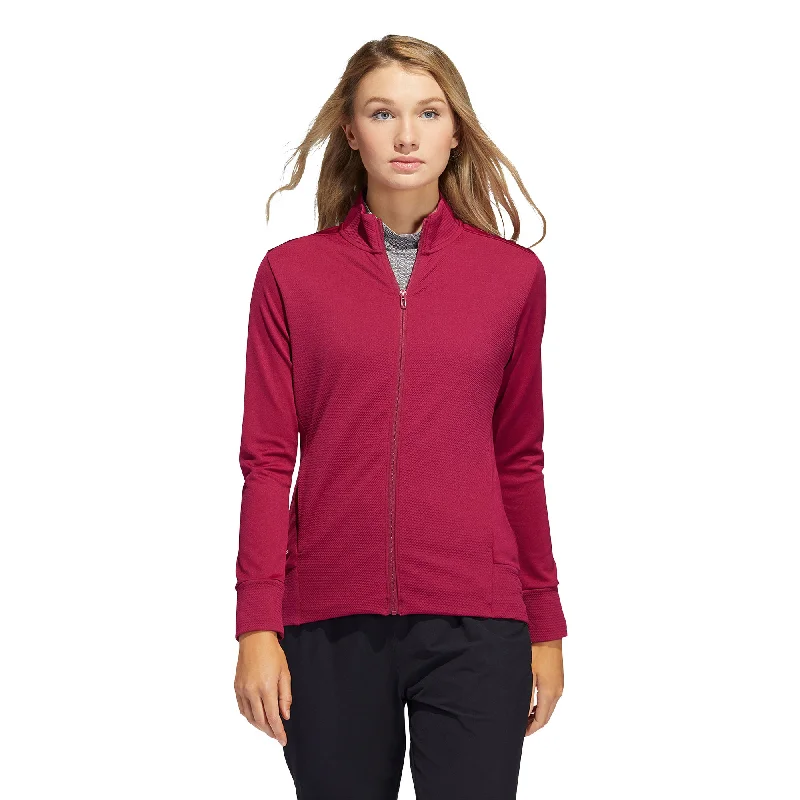 Adidas Textured Legacy Burgundy Womens Golf Jacket Nylon Fabric Polyester Fabric Spandex Fabric