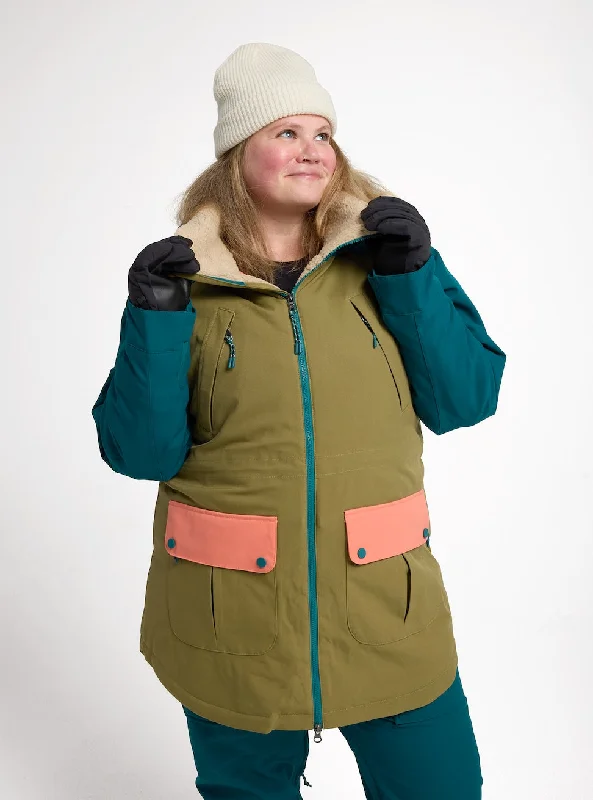 Burton Prowess Womens Jacket Shaded Spruce / Martini Olive / Persimmon Nylon Jacket Polyester Jacket Spandex Jacket