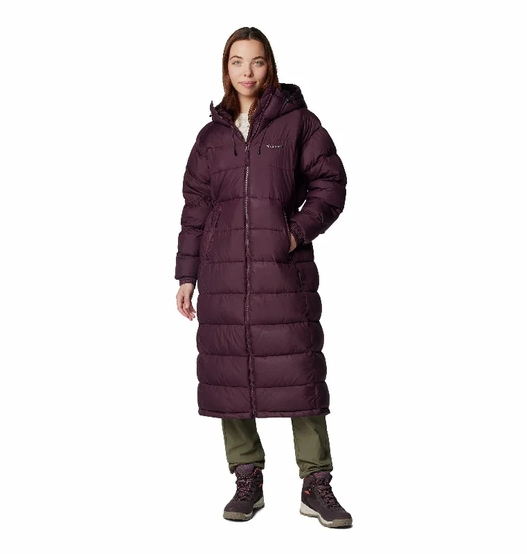 Columbia Ladies Pike Lake II Long relaxed Fit Insulated Hooded Jacket-MOONBEAM Zippered Front Buttoned Front Snap Front