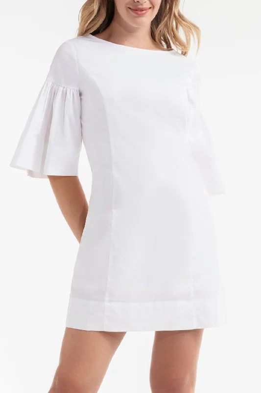 Magdalena Flounce Short Sleeve Mini Dress in White - FINAL SALE Stylish Button-Down Mini Dress