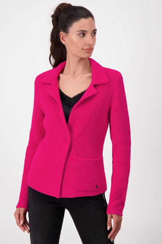 Monari 807272 Dragon Fruit Pink Jacket Collared Jacket Crew Neck Jacket Turtle Neck Jacket