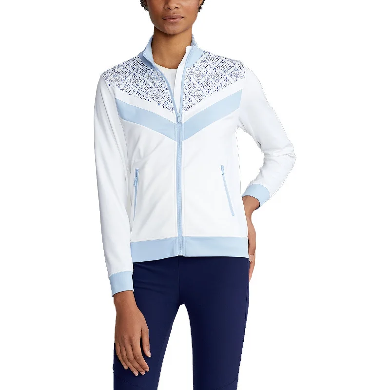 RLX Ralph Lauren Full Zip Power Stretch White Elite Blue Womens Golf Jacket Cotton Jacket Linen Jacket Terry Jacket