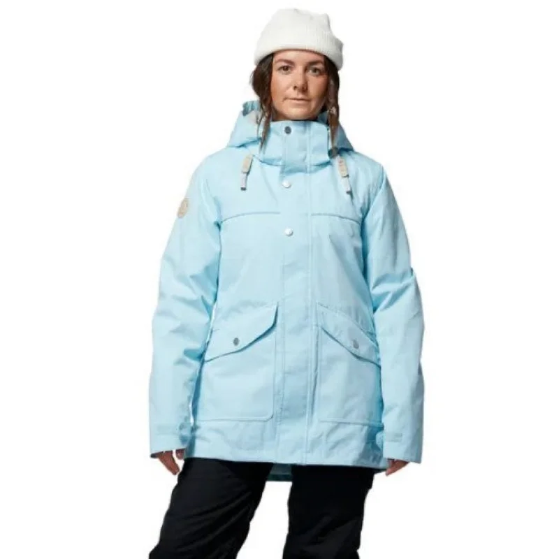 Rojo Women's Aster Snow Jacket - Blue Pinstripe Rayon Fabric Velvet Fabric Corduroy Fabric