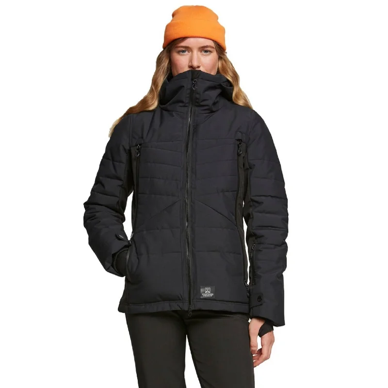 Rojo Women's Sass Snow Jacket - True Black Belted Jacket Elasticated Jacket Padded Jacket