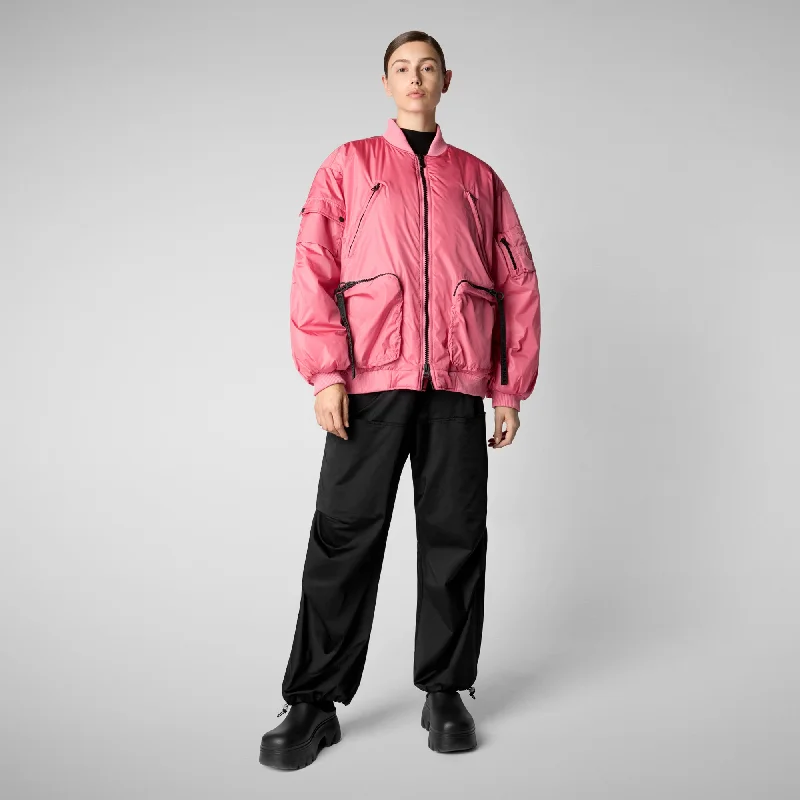 Unisex Usher Bomber Jacket in Bloom Pink Satin Jacket Silk Jacket Chiffon Jacket