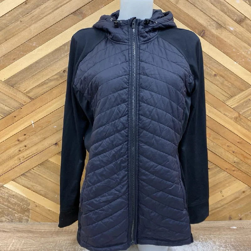 Shambhala - Women's Hybrid Insulated Jacket - MSRP comp $100: Grey / Black-women-LG Mesh Jacket Canvas Jacket Denim Jacket