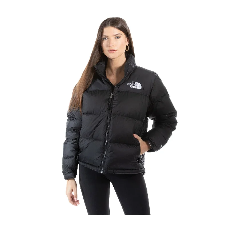 The North Face Womens 1996 Retro Nuptse Jacket NF0A3XEO-LE4 Recycled Black Front Pockets Side Pockets Patch Pockets