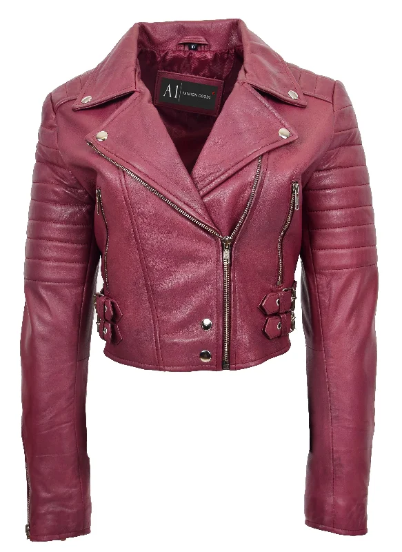 Womens Fitted Cropped Bustier Style Leather Jacket Amanda Burgundy Herringbone Jacket Checkered Jacket Solid Jacket