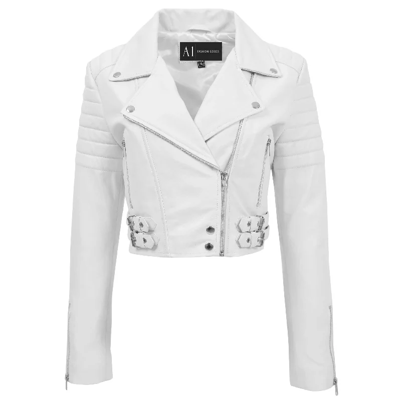 Womens Fitted Cropped Bustier Style Leather Jacket Amanda White Denim Jacket Leather Jacket Suede Jacket