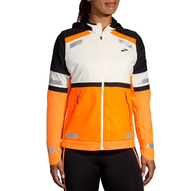 WOMEN'S RUN VISIBLE JACKET 2.0 - 167 ECRU/FLUORO Chenille Jacket Brocade Jacket Lace Jacket