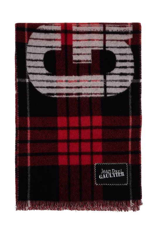 Jean Paul Gaultier Women's Wool Tartan Scarf For Trendy Paperbag Waist Jeans