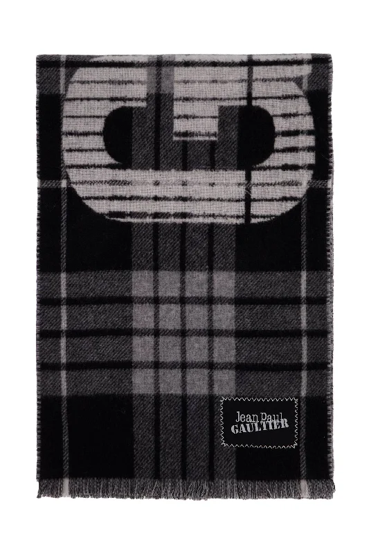 Jean Paul Gaultier Women's Wool Tartan Scarf For Trendy Layered Pocket Jeans