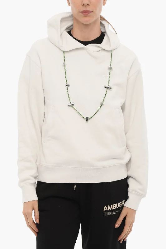 Ambush Solid Color STOPPERS Hoodie with Removable Chain Hoodie with Half-Zip Sporty Casual