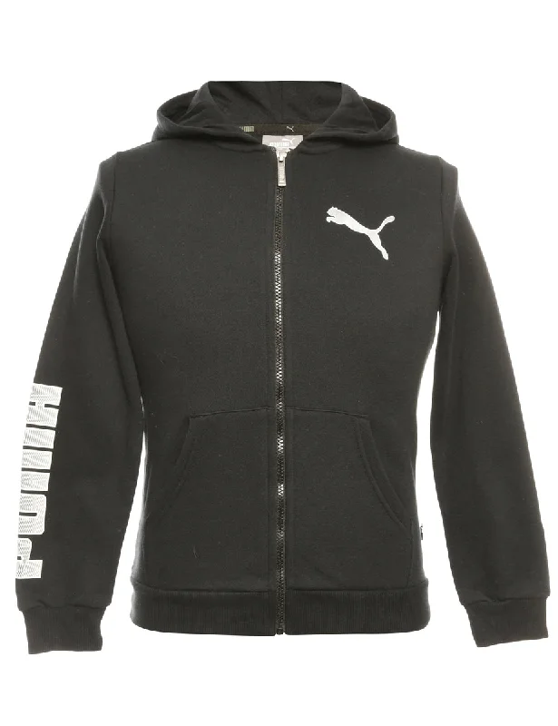 Black Puma Printed Hoodie - S Hooded Sweatshirt Casual Wear Street Style