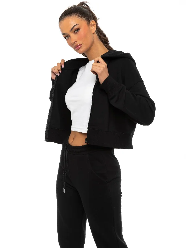 Enzo | Womens Cropped Zipped Hoodie Hoodie with Logo Branding Identity