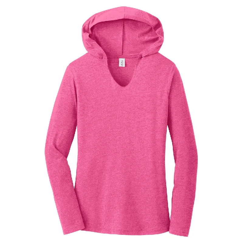 District Women's Fuchsia Frost Perfect Tri Long Sleeve Hoodie Hoodie with Slit Hem Functional Movement