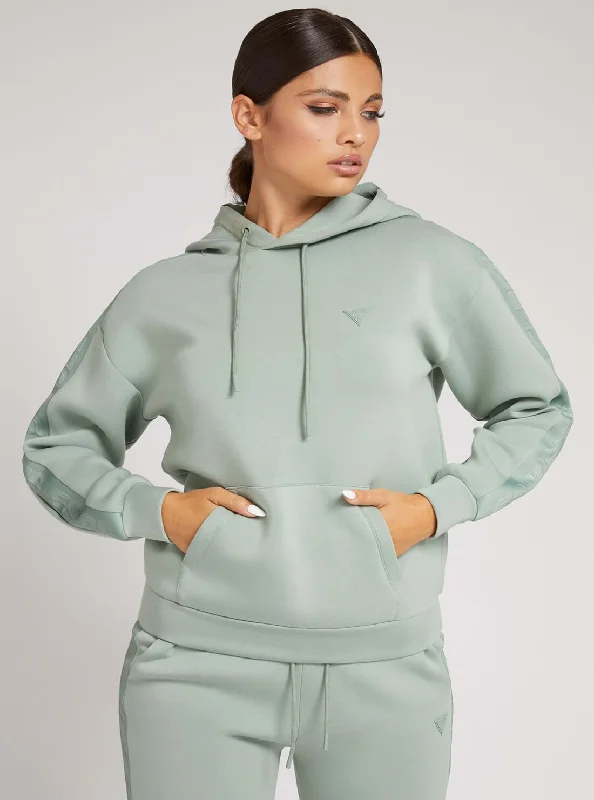 Eco Green Brenda Active Logo Hoodie Jumper Hoodie with Snap Buttons Easy Quick