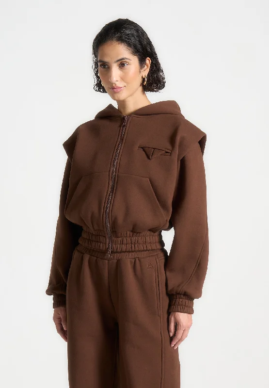 Éternelle Wide Shoulder Zip Through Hoodie - Brown Hoodie with Reflective Safety Nightwear