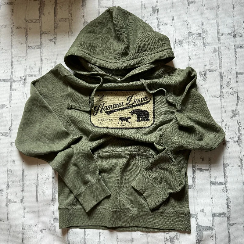 Hammer Down "Deer Hunting Co Label" Hoodie - Green Hoodie with Contrast Stitching Detailed Premium