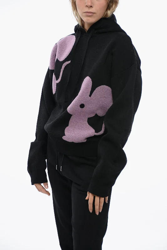 J.W.Anderson Knitted MOUSE Hoodie Hoodie with Raglan Sleeves Sporty Comfortable