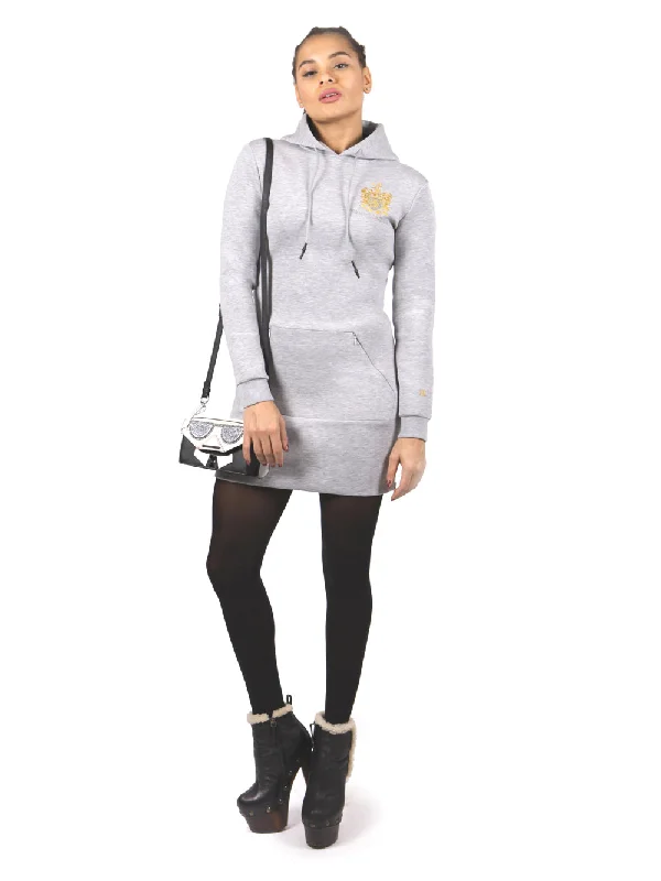 Gray Tunic Hoodie Hoodie with Applique Textured Unique