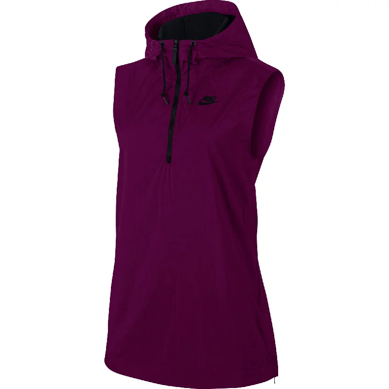 Nike Tech Hypermesh Full Zip Hooded Women's Vest Violet Zip Hoodie Drawstring Kangaroo Pocket