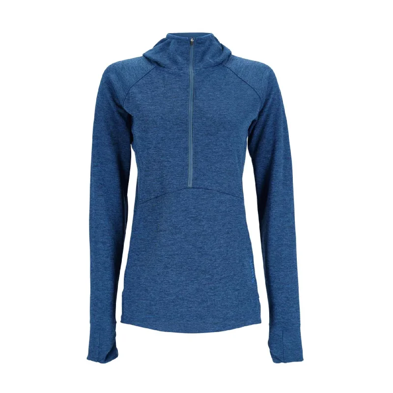 Simms Womens Bugstopper Hoody | Sapphire Heather Hoodie with Hem Frayed Vintage Worn