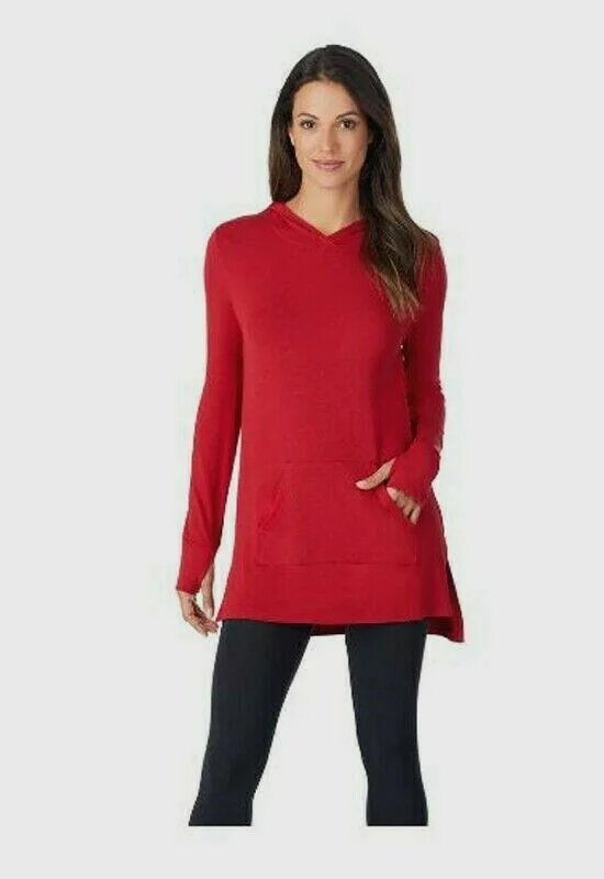 Stretch Thermal Long Sleeve Hoodie Tunic Shirt Hoodie with Turtle Neck Cozy Winter