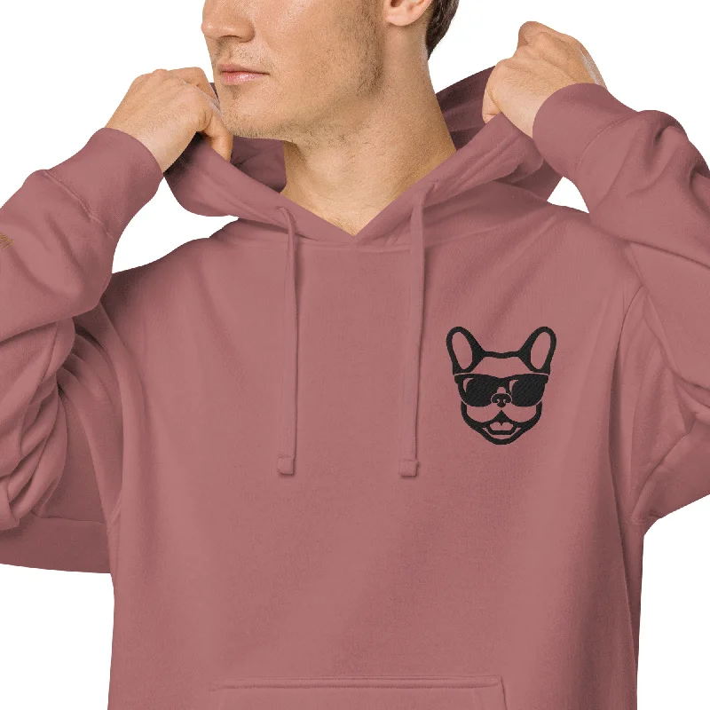 Dog Lovers Embroidered Design Unisex Pigment-Dyed Hoodie Hoodie with V-Neck Classic Versatile