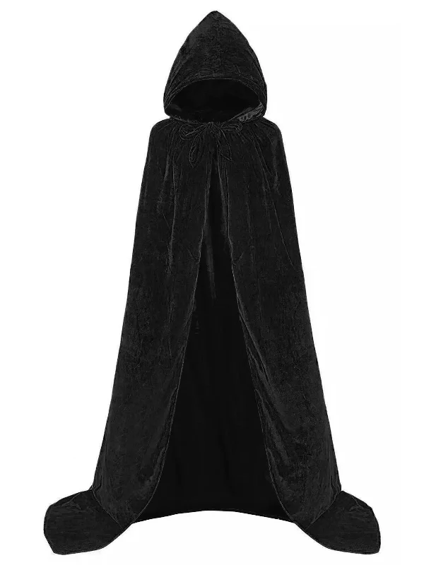 1950s Christmas Solid Long Hooded Cape Hoodie with Fur Luxurious Winter