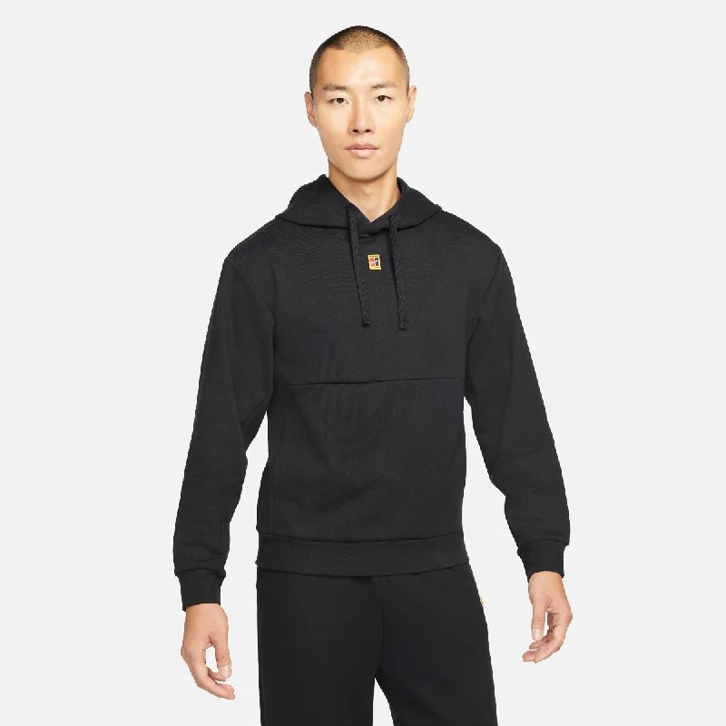 Nike Men's Fleece Heritage Tennis Hoodie (Black) Hoodie with Rolled Sleeves Casual Relaxed