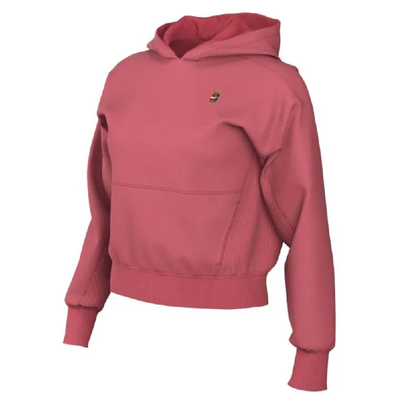 Nike Women's Fleece Heritage Tennis Hoodie (Pink) Hoodie with Turtle Neck Cozy Winter