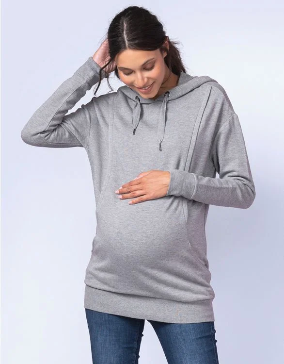 Seraphine Maternity & Nursing Hoodie Pernella Grey Hoodie with Drop Shoulder Relaxed Streetwear