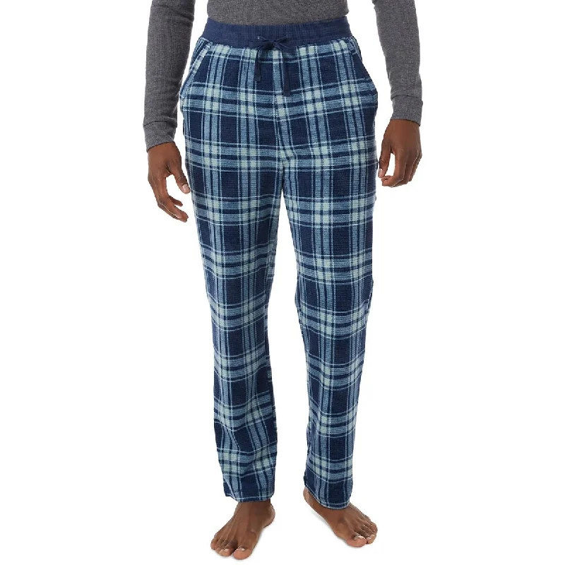 32 Degrees Heat Mens Drawstring Waist Plaid Sleep Pant Comfy Zip-Up Pants