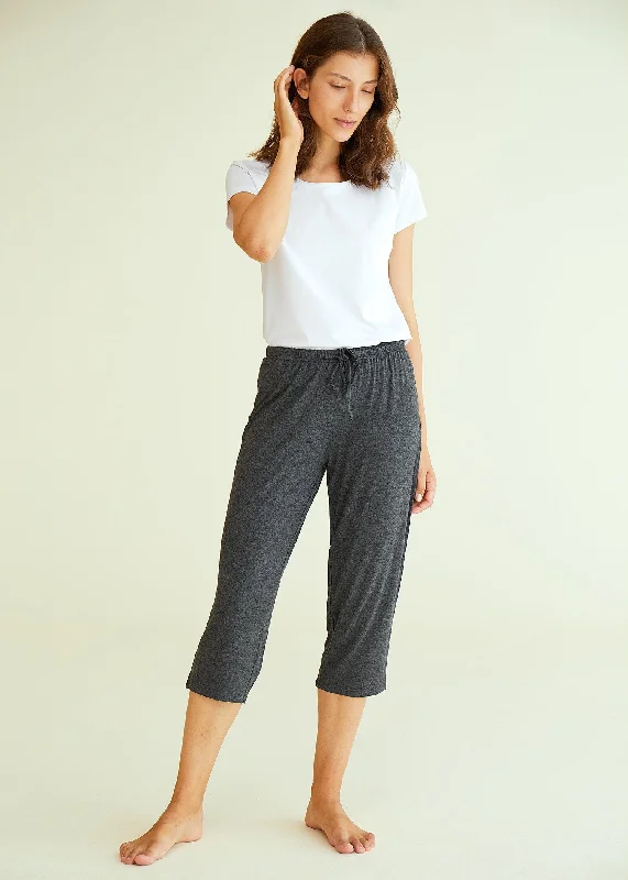 Women's Knit Bamboo Viscose Capri Pants Cozy Fitted Pants