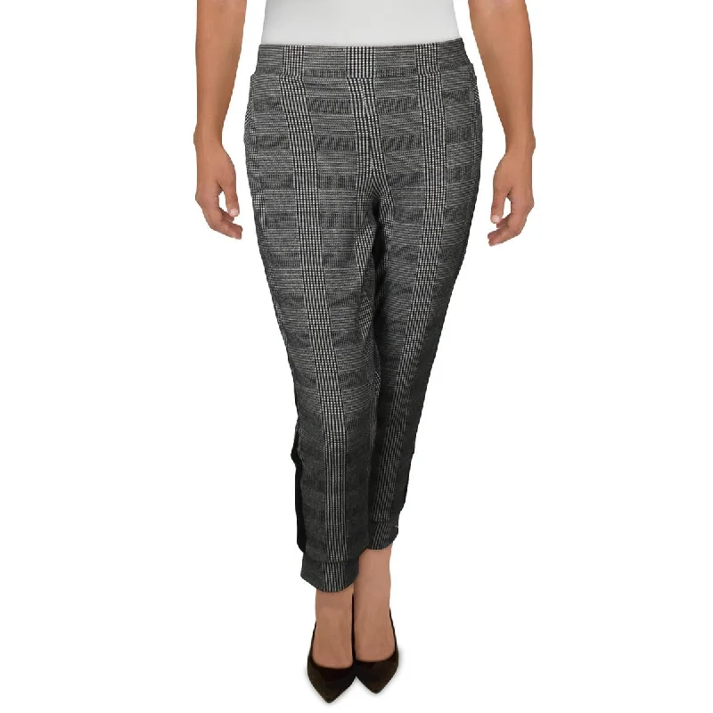 Anne Klein Womens Slim Fit Plaid Ankle Pants Lightweight Jogger Pants