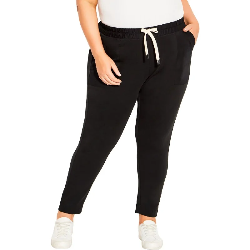 Avenue Womens Cotton Stretch Jogger Pants Classic Straight-Leg Pants