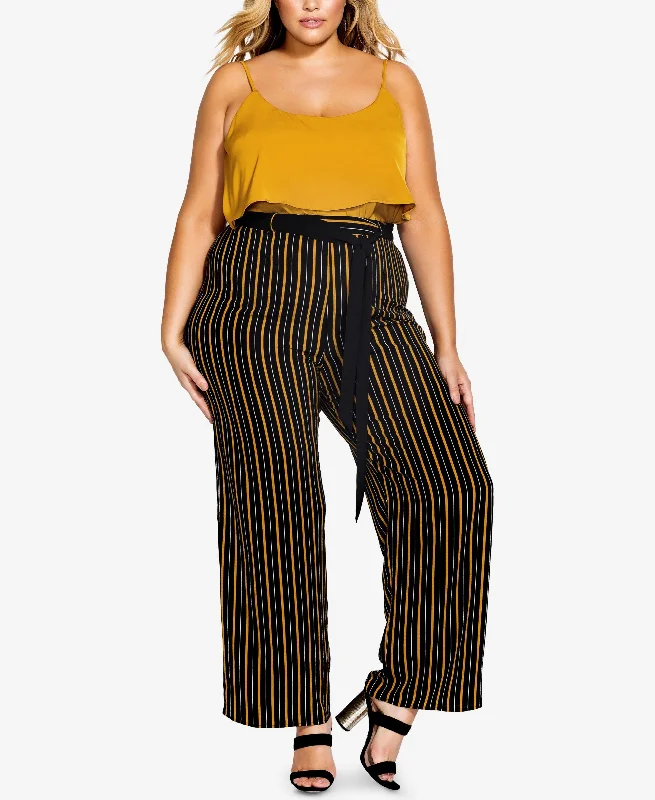 City Chic Trendy Plus Size Striped Palazzo Pants Formal Stretch Pants