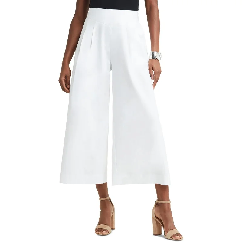 H Halston Womens Cropped Pleated Wide Leg Pants Formal Dress Pants